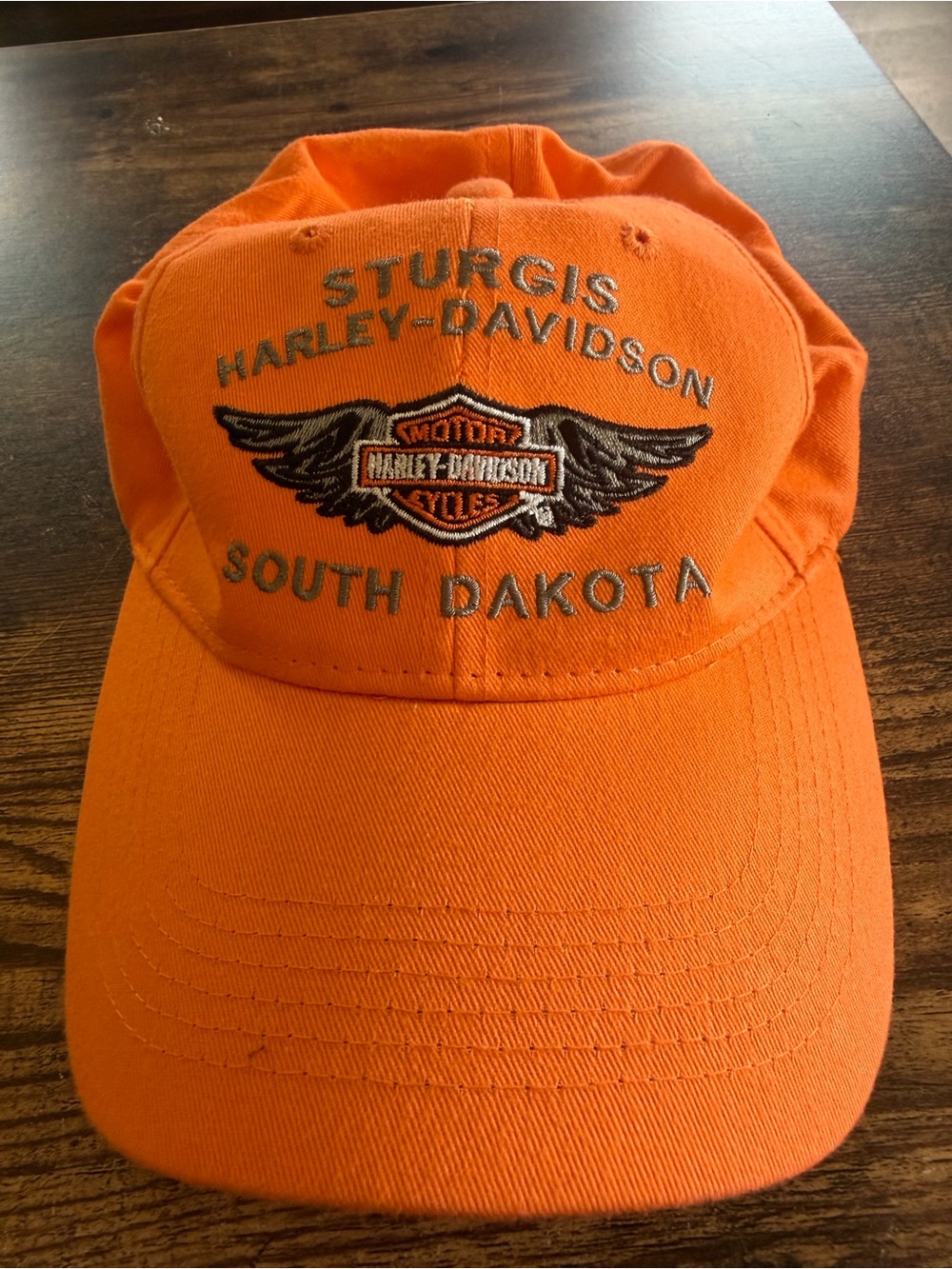Harley-Davidson Orange Sturgis South Dakota Embroidered Cap